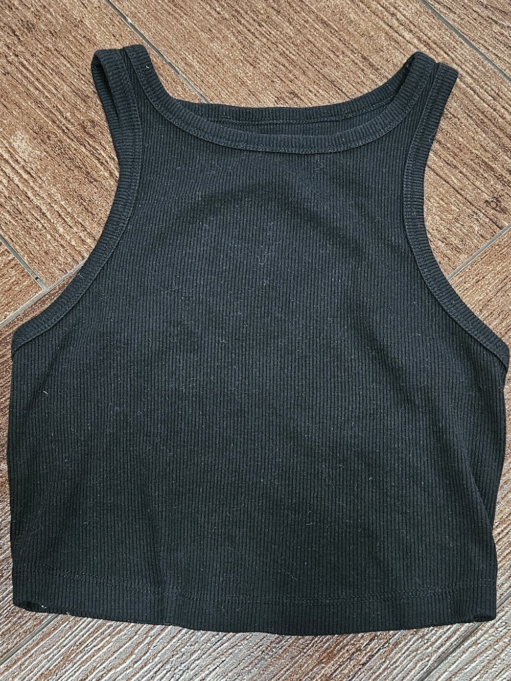 wild fable Black Ribbed Cropped Tank